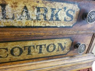 John J.  Clark Vintage Counter 2 - Drawer Spool Cabinet,  Brass Pulls 9