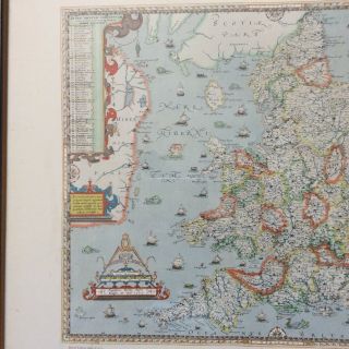 VINTAGE SAXTON ' S MAP OF ENGLAND & WALES 1579 PRINT FRAMED 21.  50 