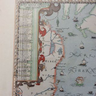 VINTAGE SAXTON ' S MAP OF ENGLAND & WALES 1579 PRINT FRAMED 21.  50 