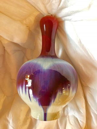 Antique Chinese Porcelain Vase Sang De Boeuf Flambe Glaze Oxblood Large 15 " X 9 "