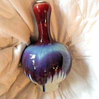 Antique Chinese Porcelain Vase Sang De Boeuf Flambe Glaze Oxblood Large 15 