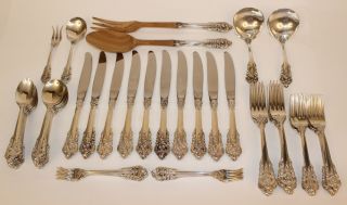 56 Pc.  Wallace Grand Baroque Sterling Silver Flatware Set Service For 8 Plus