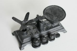 Vintage Cast Iron Scale With Weights - Candy Scale - Cast Iron Pharmacy Scale