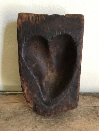 Best Early Antique Wooden Maple Sugar Heart Mold Hand Carved Patina 19th C Aafa