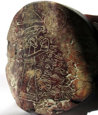 Ancient Pre - Columbian Ojuelos de Jalisco Stone Alien Disk Artifact 7