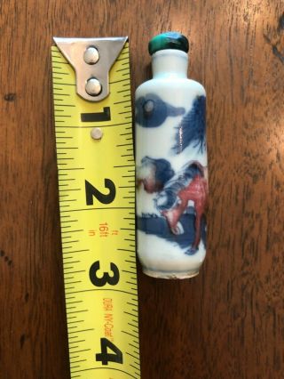 Chinese Snuff Bottles,  group of four,  red/blue hand painted; one w red crackle 4