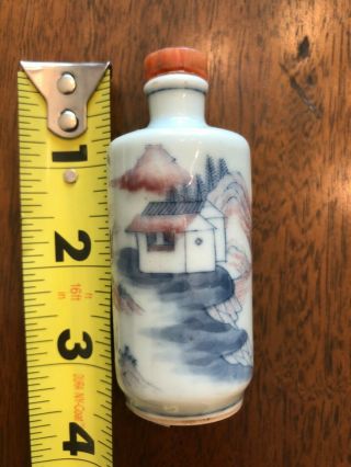 Chinese Snuff Bottles,  group of four,  red/blue hand painted; one w red crackle 8