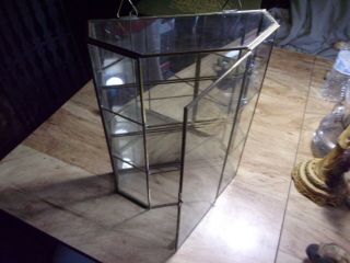ANTIQUE GLASS AND BRASS SHOWCASE WITH LATCH - 3 SHELVES 4