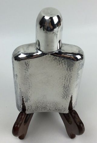 Vintage Japanese Hand Hammered Sterling Silver Curved Pocket Flask With Cup Cap 5