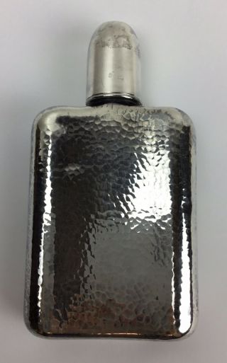 Vintage Japanese Hand Hammered Sterling Silver Curved Pocket Flask With Cup Cap 7
