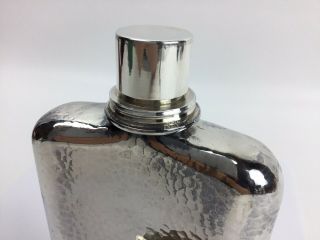 Vintage Japanese Hand Hammered Sterling Silver Curved Pocket Flask With Cup Cap 8