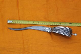 Indo - Persian Mughal South India Maratha Silver Damascened Bichuwa Dagger Knife