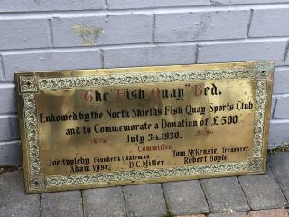 Antique Brass Sign - The Fish Quay Bed North Shields - North East Interest