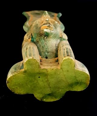 Very Rare Egyptian Isis Hathor Goddess Figurine Head Sculpture Faience Amulet 11