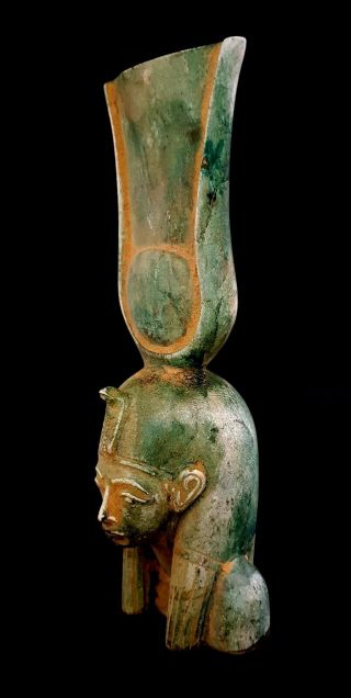 Very Rare Egyptian Isis Hathor Goddess Figurine Head Sculpture Faience Amulet