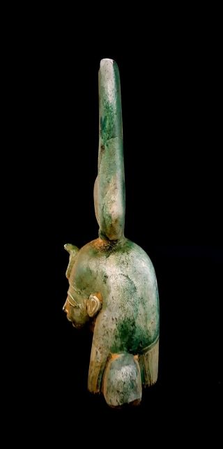 Very Rare Egyptian Isis Hathor Goddess Figurine Head Sculpture Faience Amulet 2