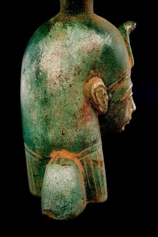 Very Rare Egyptian Isis Hathor Goddess Figurine Head Sculpture Faience Amulet 8