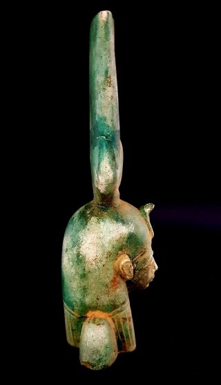 Very Rare Egyptian Isis Hathor Goddess Figurine Head Sculpture Faience Amulet 9