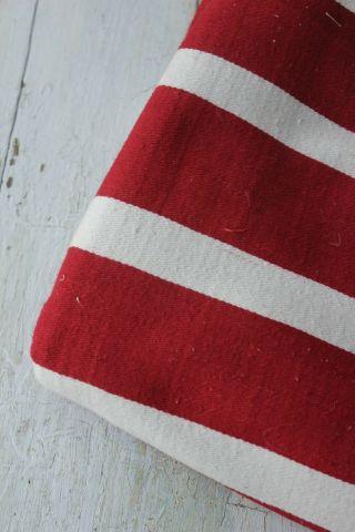 Grain Sack Antique Folk Art Bag textile red & white stripe for cutting projects 8