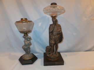 Scarce Large B&H Bradley and Hubbard Figural Shakspeare Oil Lamp 11
