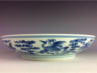 Chinese Blue And White Saucer With Peach Tree,  Six - Character Mark On Base.