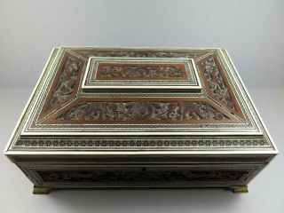 Antique 19th Century Anglo Indian Vizagapatam Sadeli Work Mosaic Sewing Work Box 3