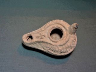 Ancient Oil Lamp with Cross Sign Byzantine Christian 400 - 600 AD 3