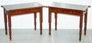 Matching Solid Mahogany Console Tables With Twin Drawers Office Hallway