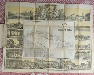 Antique Mapa de la isla De cuba Y plano de la habana 1853 4