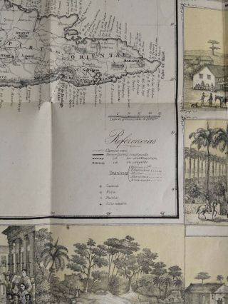 Antique Mapa de la isla De cuba Y plano de la habana 1853 6