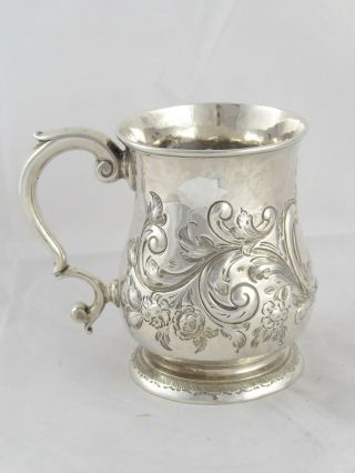 Antique Georgian George Ii Solid Sterling Silver Mug Tankard London 1745