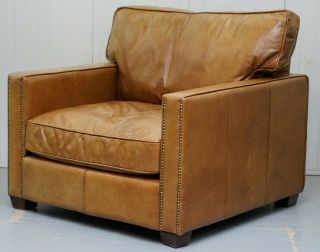 Rrp £1495 Timothy Oulton Halo Viscount William Large Armchair In Brown Leather