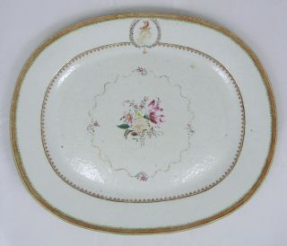 18th C Chinese Export Armorial Platter,  Eagle Over Crown,  Famille Rose Plate Dish