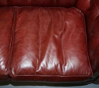 RRP £2699 TETRAD ENGLAND REDDISH BROWN LEATHER CHESTERFIELD SOFA PART OF SUITE 10