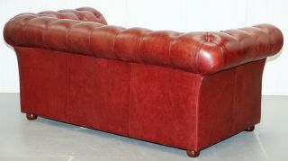 RRP £2699 TETRAD ENGLAND REDDISH BROWN LEATHER CHESTERFIELD SOFA PART OF SUITE 11
