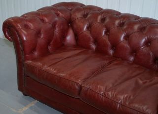 RRP £2699 TETRAD ENGLAND REDDISH BROWN LEATHER CHESTERFIELD SOFA PART OF SUITE 4