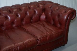 RRP £2699 TETRAD ENGLAND REDDISH BROWN LEATHER CHESTERFIELD SOFA PART OF SUITE 5