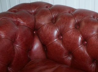 RRP £2699 TETRAD ENGLAND REDDISH BROWN LEATHER CHESTERFIELD SOFA PART OF SUITE 6