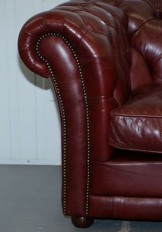 RRP £2699 TETRAD ENGLAND REDDISH BROWN LEATHER CHESTERFIELD SOFA PART OF SUITE 8