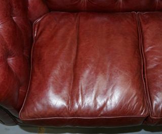 RRP £2699 TETRAD ENGLAND REDDISH BROWN LEATHER CHESTERFIELD SOFA PART OF SUITE 9