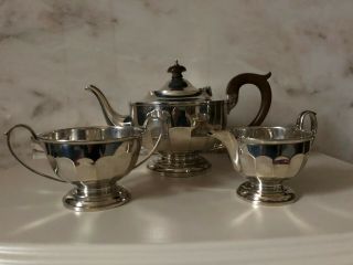 Antique Art Deco Silver Tea Set.  Hallmarked Birmingham 1931.  Weight 665g.