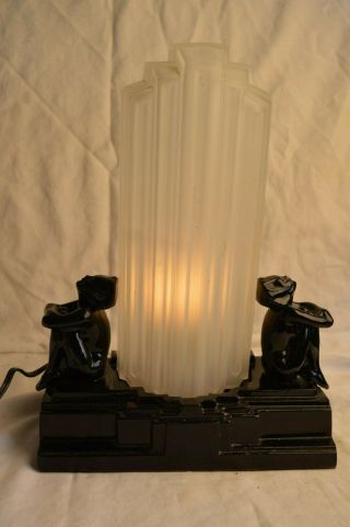 Frankart Sarsaparilla Art Deco Nude Nymph White Frosted Glass Shade Table Lamp
