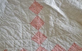 Antique Hand Stitched Nine Patch Quilt 6