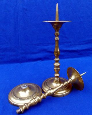 17th century French bronze acorn knopped pricket candlesticks circa 1650 3