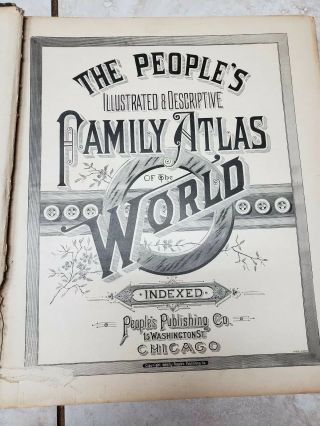 Antique The People ' s Illustrated and Descriptive Family Atlas of the World 1886 3