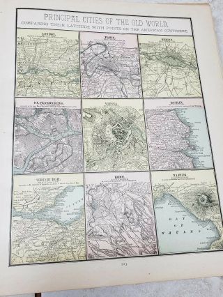 Antique The People ' s Illustrated and Descriptive Family Atlas of the World 1886 8