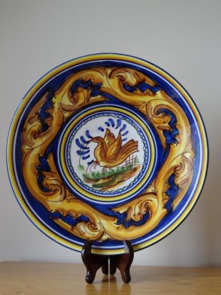 C.  19th - Antique Vintage Italian Renaissance Style Majolica Charger Plate