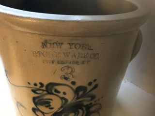 ANTIQUE STONEWARE CROCK COBALT BLUE FORT EDWARD YORK 3 GAL 2