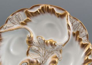 RARE 12 Antique Haviland Limoges French Porcelain Gilded Seaweed OYSTER PLATES 4