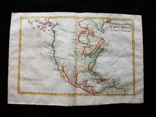 1770 Bonne - Orig.  Map Of North America,  Usa,  United States,  Canada Mexico Texas
